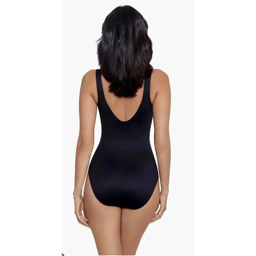 New Miraclesuit Rock Solid Avra Underwire One-Piece Swimsuit Black 14 NWT $180